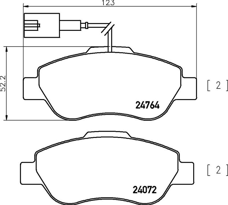 Piduriklotsi komplekt, ketaspidur, BREMBO P 24 150
