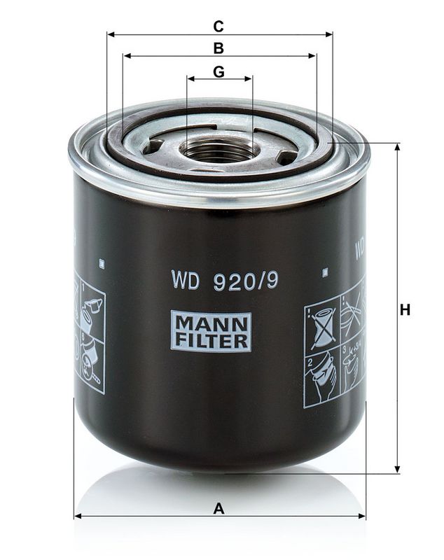 Filtru ulei WD 920/9 MANN-FILTER
