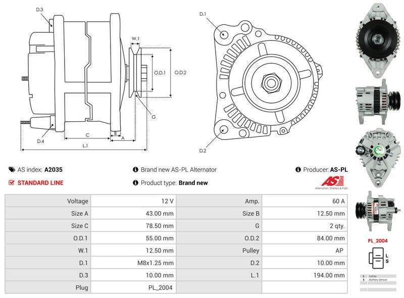 AS-PL A2035 Alternator