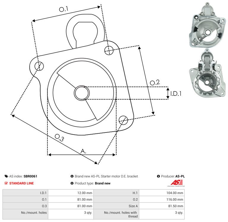 AS-PL SBR0061 Starter Lid, carburettor