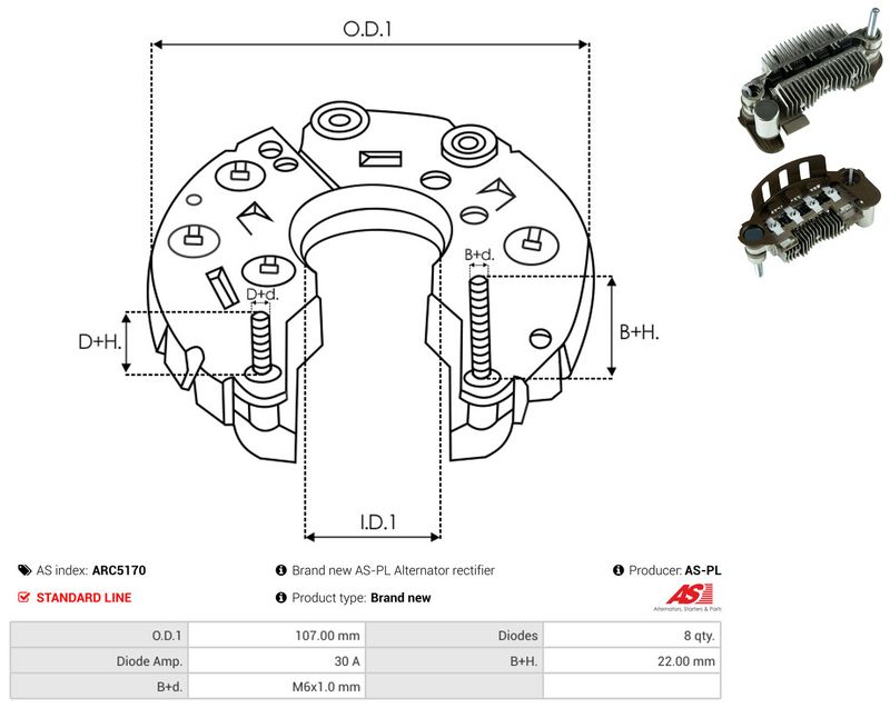 AS-PL ARC5170 Rectifier, alternator