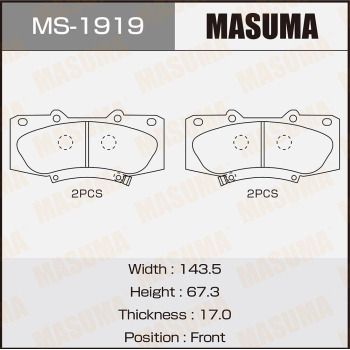 Комплект гальмівних колодок, Masuma MS1919