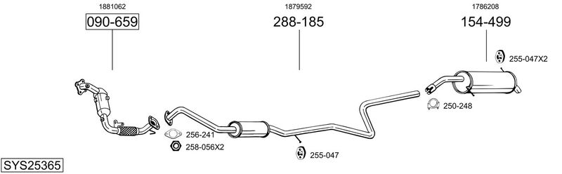 BOSAL kipufogórendszer SYS25365