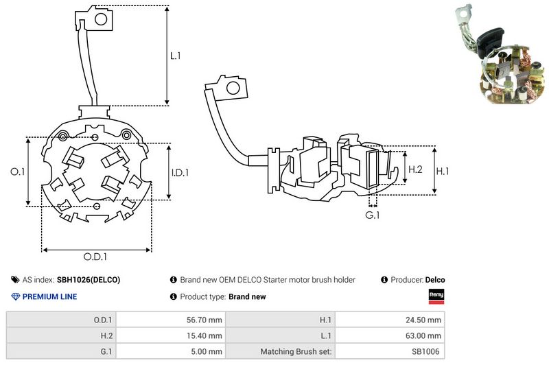 AS-PL SBH1026(DELCO) Holder, carbon brushes