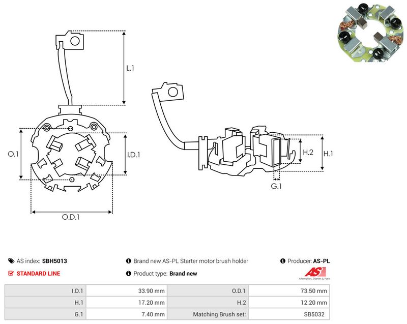 AS-PL SBH5013 Holder, carbon brushes