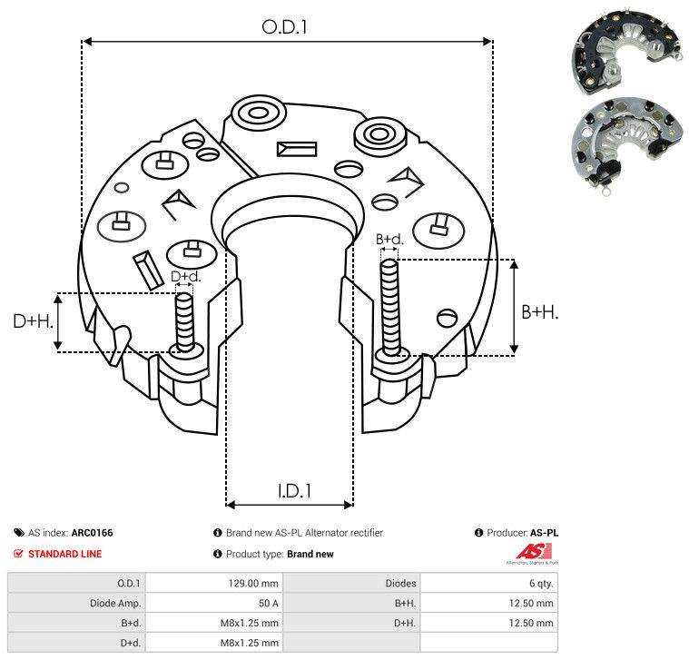 AS-PL ARC0166 Rectifier, alternator
