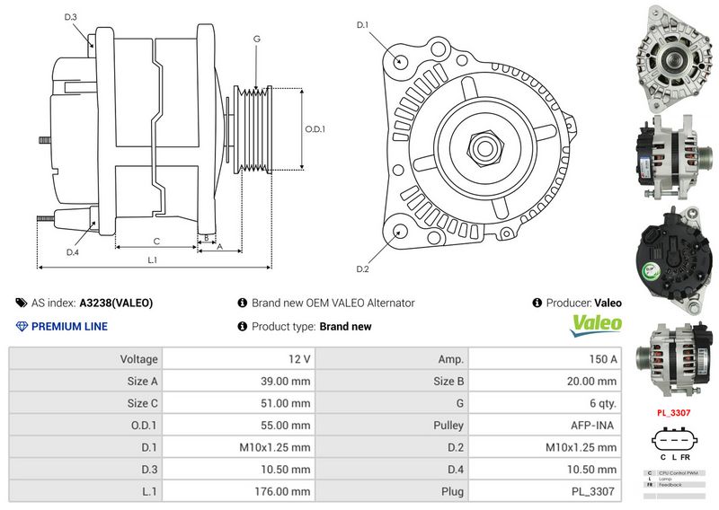 AS-PL A3238(VALEO) Alternator