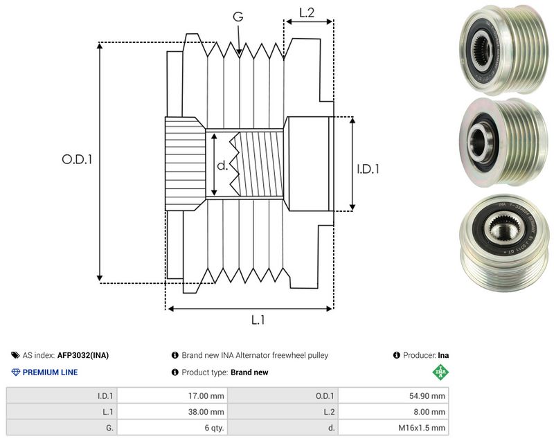 AS-PL AFP3032(INA) Alternator Freewheel Clutch
