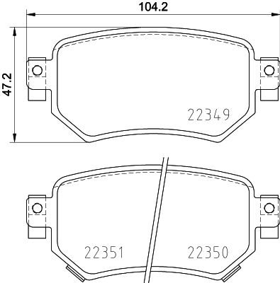 Комплект гальмівних накладок, дискове гальмо, Hella 8DB355025-561