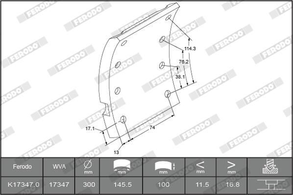 Ferodo Brake Lining Kit, drum brake K17347.0-F3549