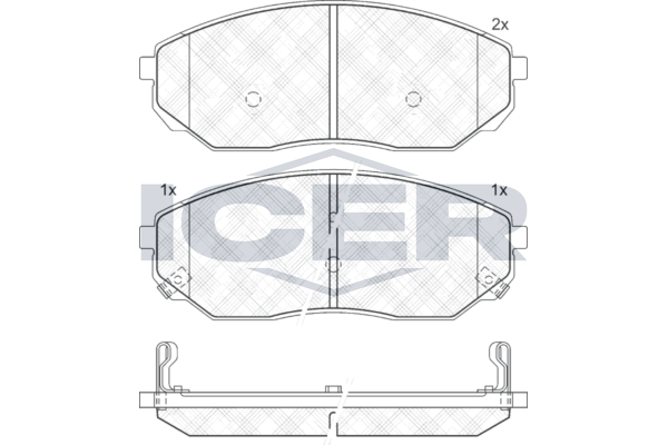 Комплект гальмівних накладок, дискове гальмо, з контактом попередження про знос, гальмівна система Sumitomo, Kia Sorento 02-, Icer 181606
