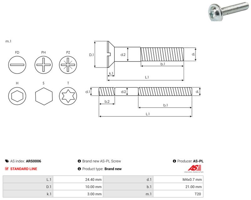 AS-PL ARS0006 Repair Set, alternator
