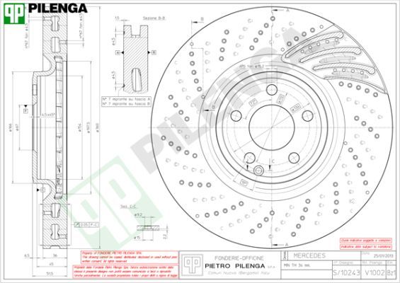 PILENGA V1002 - Stabdžių diskas