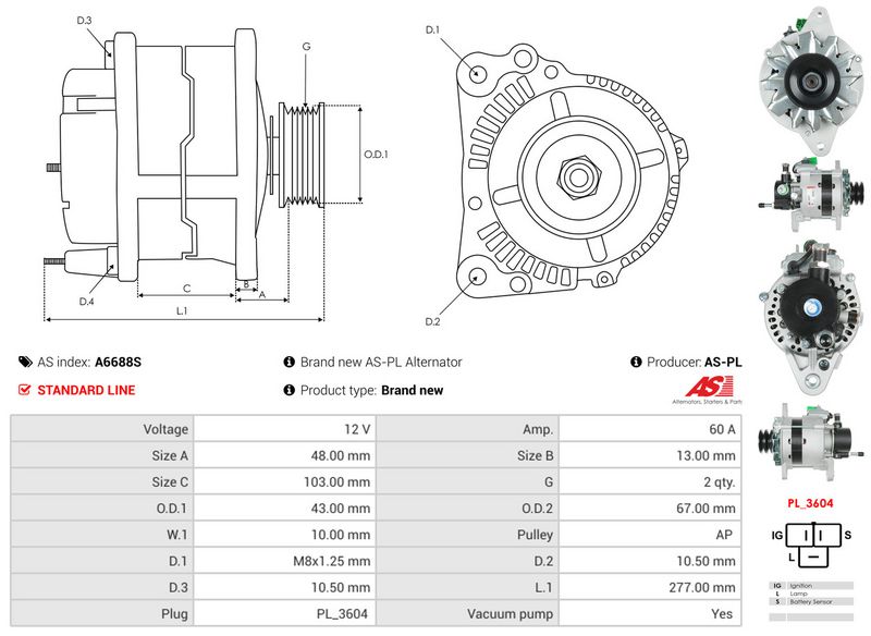 AS-PL A6688S Alternator