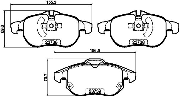 Комплект гальмівних накладок, дискове гальмо, Hella 8DB355009-311