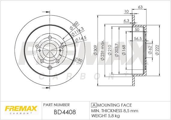 FREMAX BD-4408 Stabdžių diskas