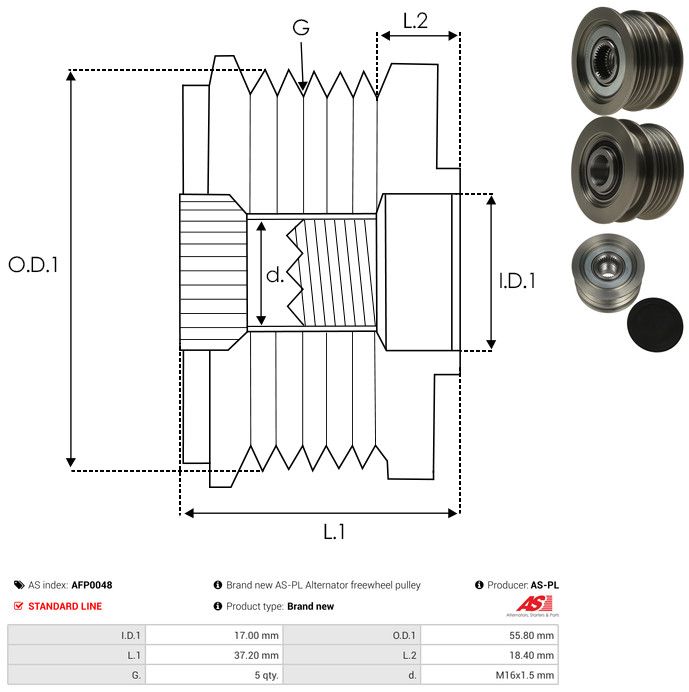 AS-PL AFP0048 Alternator Freewheel Clutch