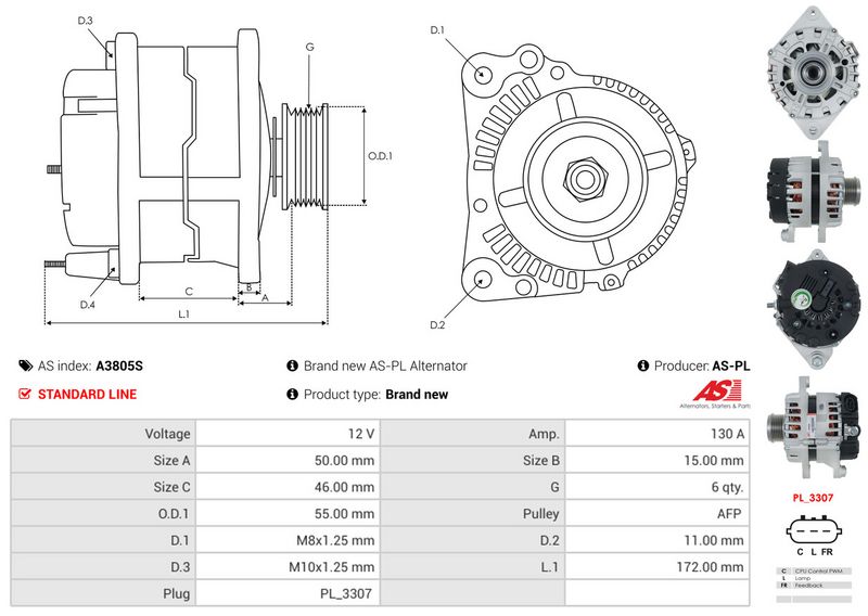 AS-PL A3805S Alternator