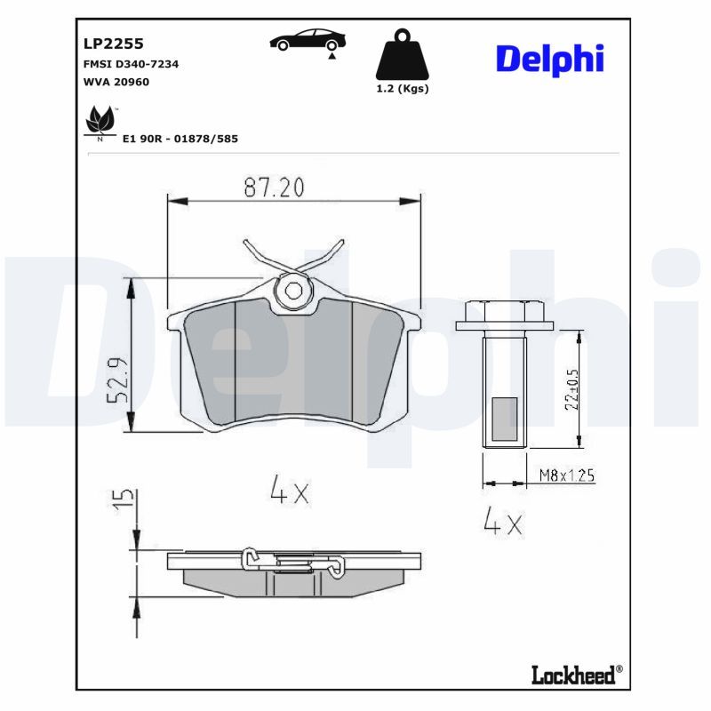 Piduriklotsi komplekt, ketaspidur, DELPHI LP2255