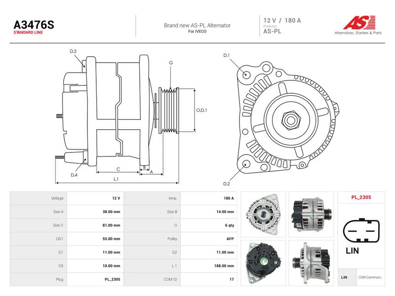 Generaator, AS-PL A3476S