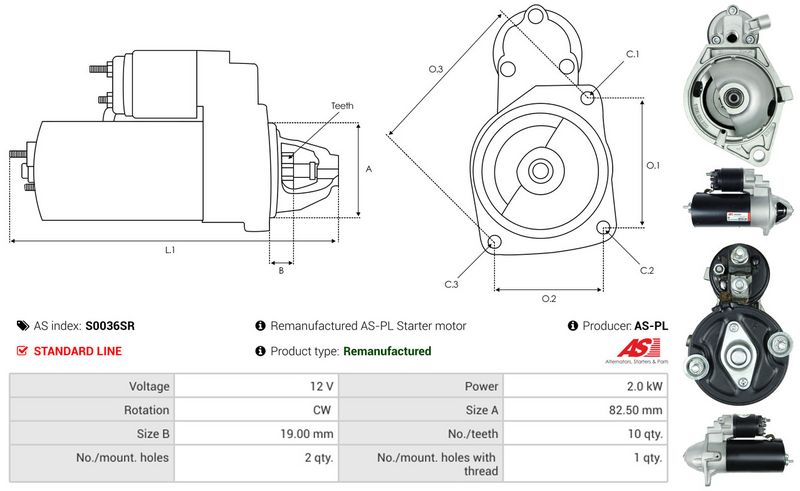 Starter, AS-PL S0036SR