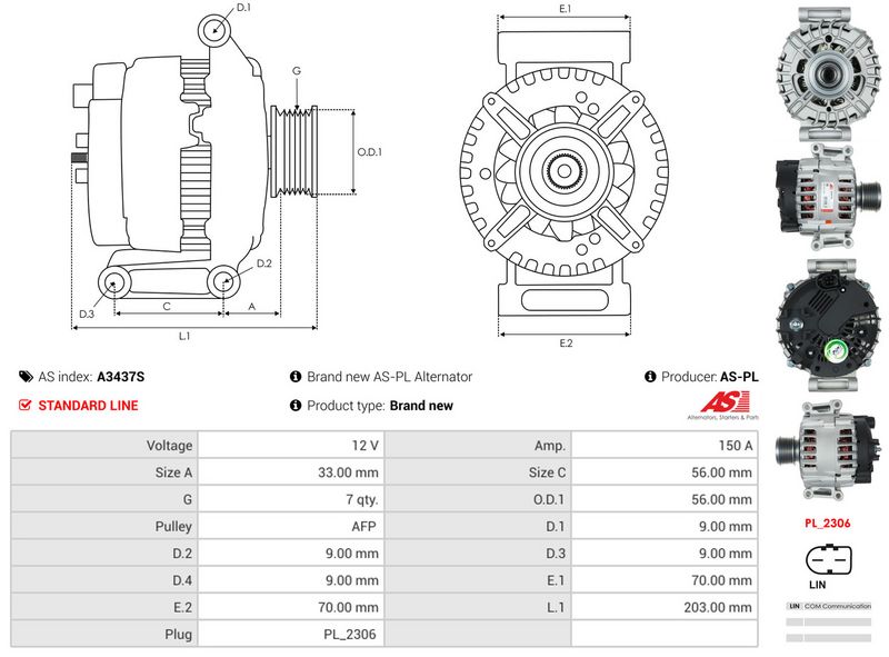 AS-PL A3437S Alternator