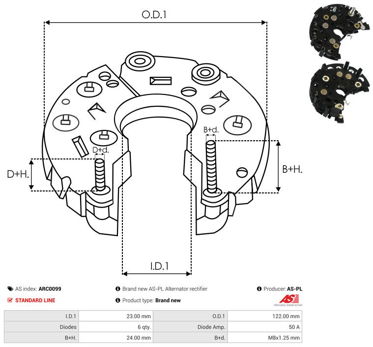 AS-PL ARC0099 Rectifier, alternator