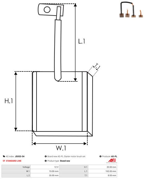 AS-PL JSX53-54 Carbon Brush, starter