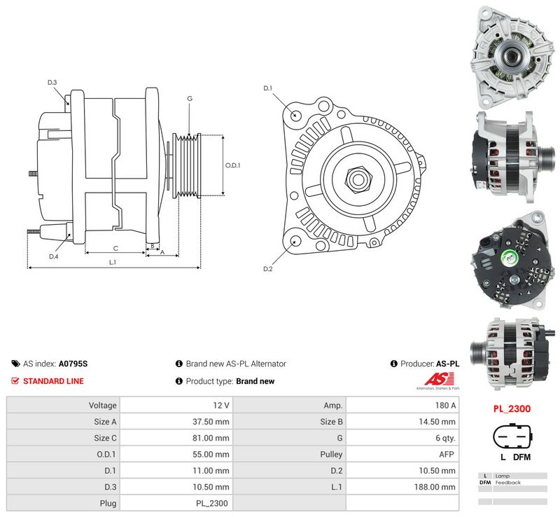 AS-PL A0795S Alternator