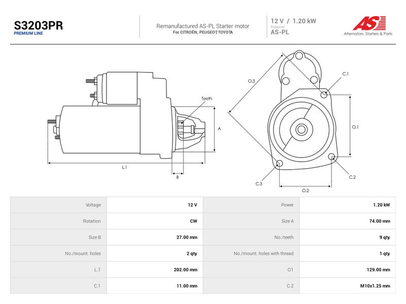 This part match OEM code: 1612093080