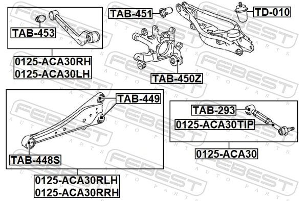 FEBEST TAB-448S Mounting, control/trailing arm
