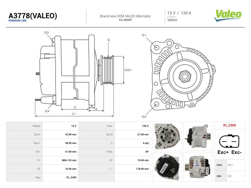 Generaator, AS-PL A3778(VALEO)