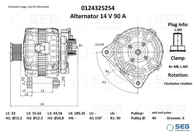SEG Automotive 0124325254 Alternator