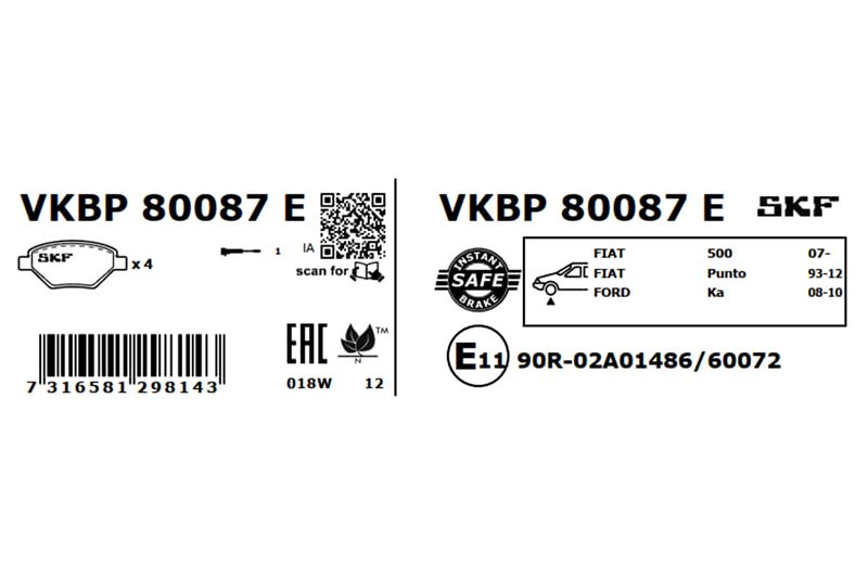 SKF VKBP 80087 E Brake Pad Set, disc brake