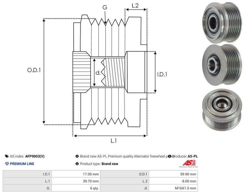 AS-PL AFP9003(V) Alternator Freewheel Clutch