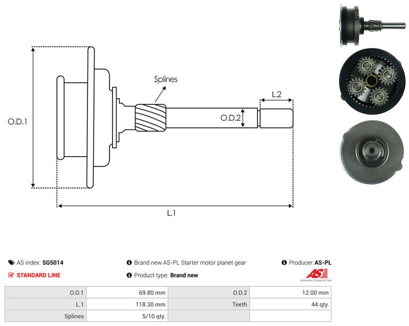 AS-PL SG5014 Ring Gear, planetary gearbox (starter)