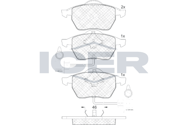 комплект спирачно феродо, дискови спирачки ICER