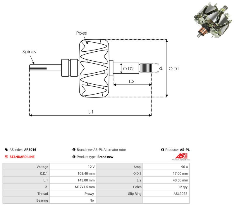 AS-PL AR5016 Rotor, alternator