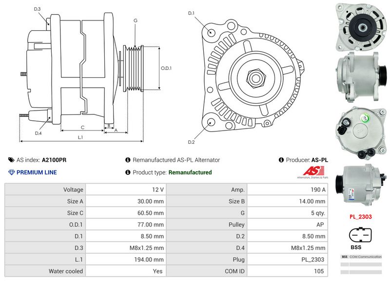 AS-PL A2100PR Alternator
