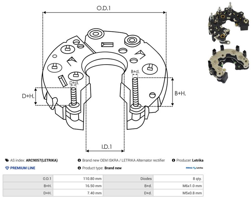 AS-PL ARC9057(LETRIKA) Rectifier, alternator