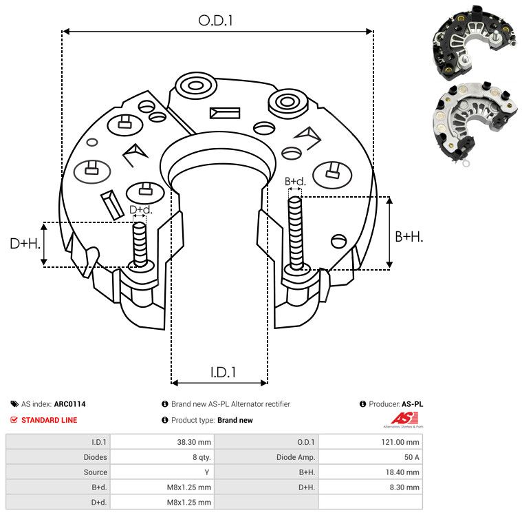 AS-PL ARC0114 Rectifier, alternator