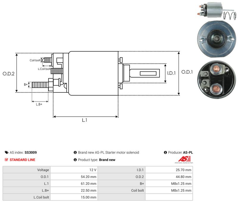 AS-PL SS3009 Solenoid Switch, starter