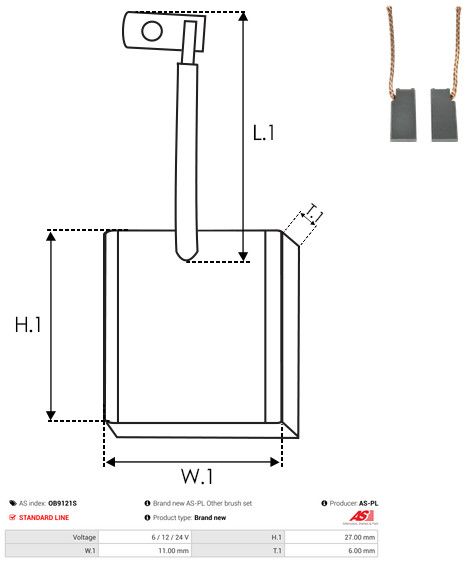 AS-PL OB9121S Carbon Brush, alternator