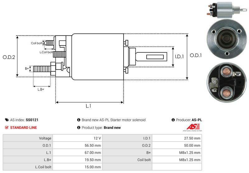 AS-PL SS0121 Solenoid Switch, starter