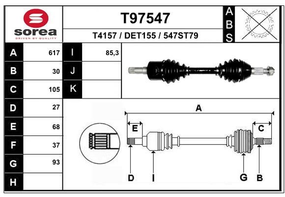 EAI hajtótengely T97547