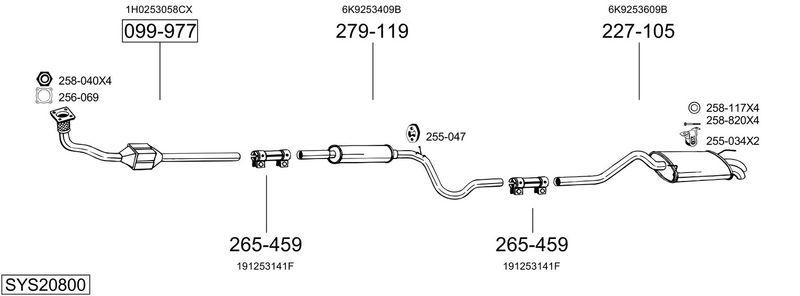 BOSAL kipufogórendszer SYS20800