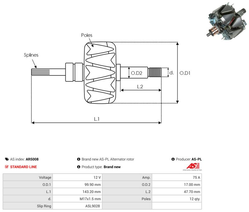 AS-PL AR5008 Rotor, alternator
