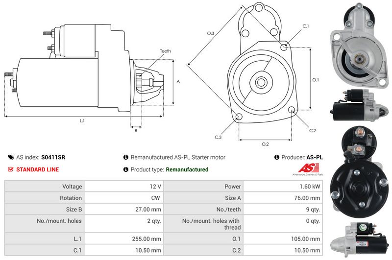 AS-PL S0411SR Starteris