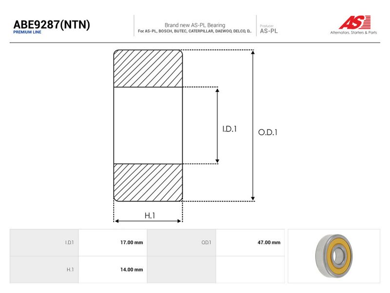 This part match OEM code: 6303R