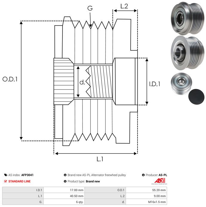 AS-PL AFP3041 Alternator Freewheel Clutch